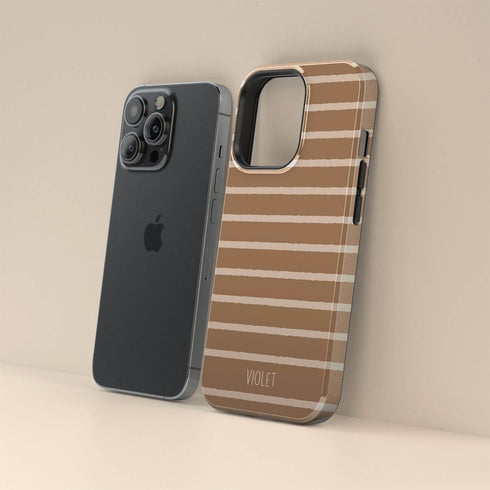 Custom Name Earth Tone Stripes iPhone Case